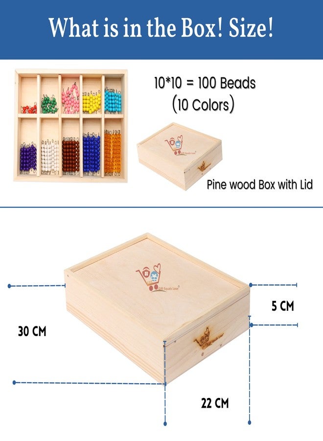 GIFT EQUALS LOVE GELTOY Handmade Wooden Montessori Counting Beads Checker Board Math Games Toy Teaching Numbers Educational Decanomial Learning Homeschooling Toys Set (Educational) - Image 5